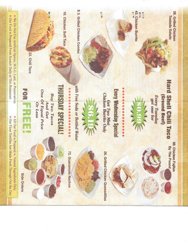 Menu at Taco King restaurant, New York City, Union Tpke