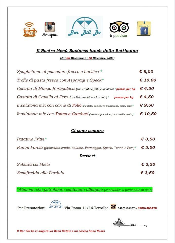 Menu di Bar Bill Bo Terralba 