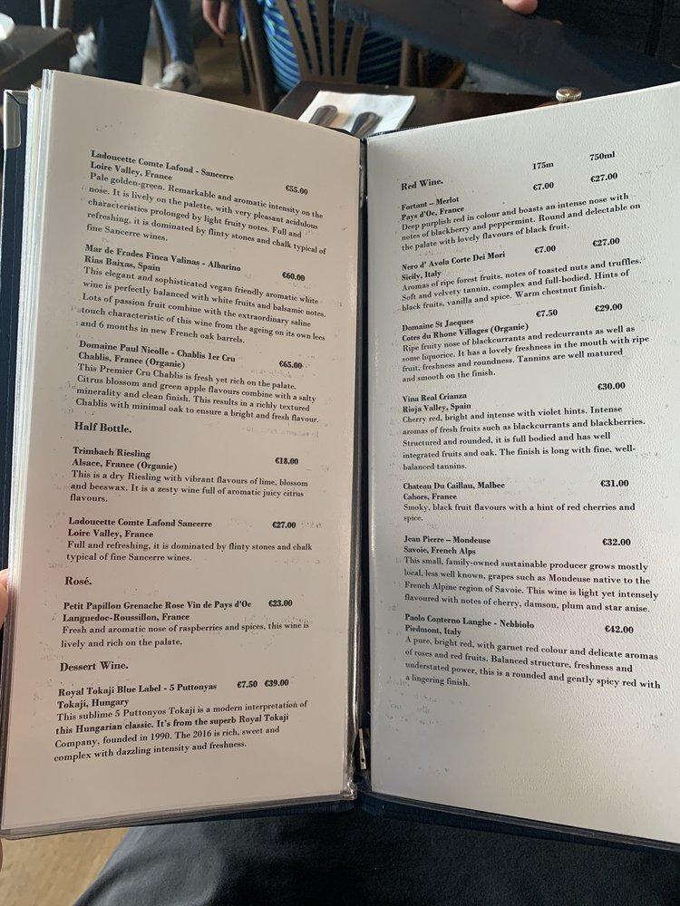 Menu at Linnane's Lobster Bar, New Quay, The Burren