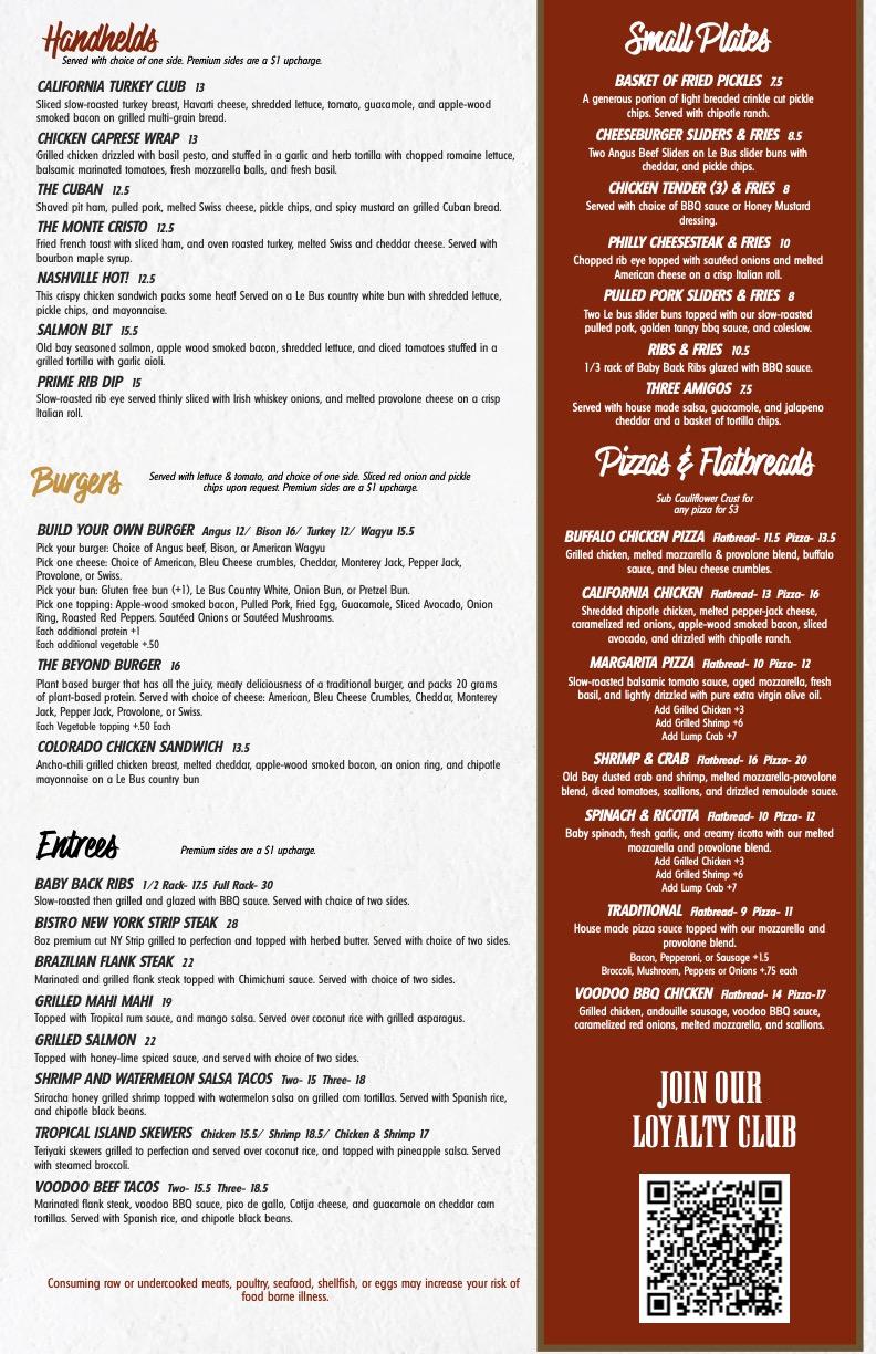 Menu at Timothy's Lionville pub & bar, Exton