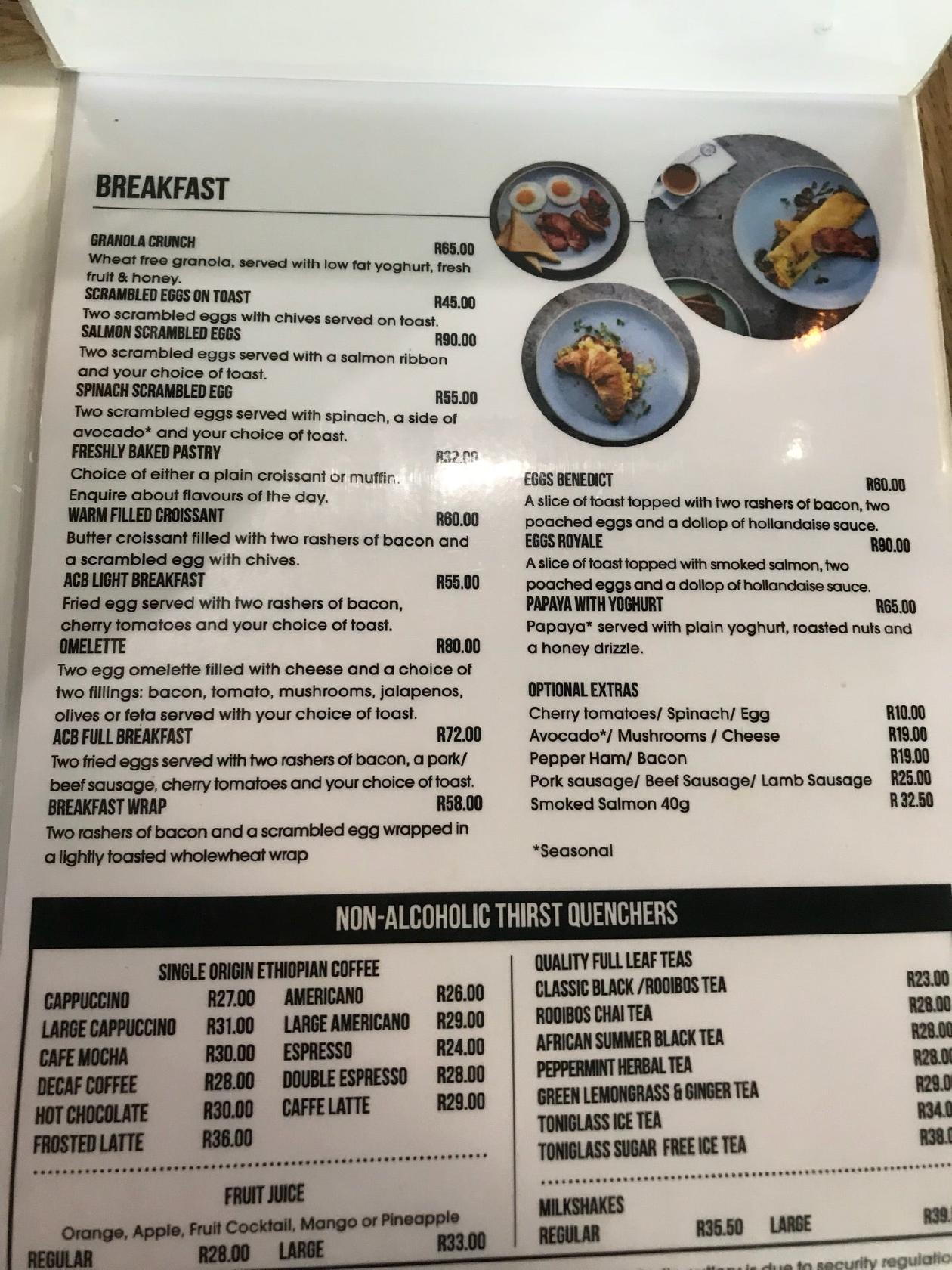 Menu at Airport Craft brewers restaurant, Kempton Park, International