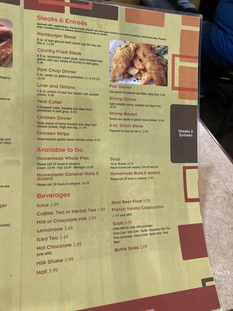 Menu at Frieds Family Restaurant, Mandan
