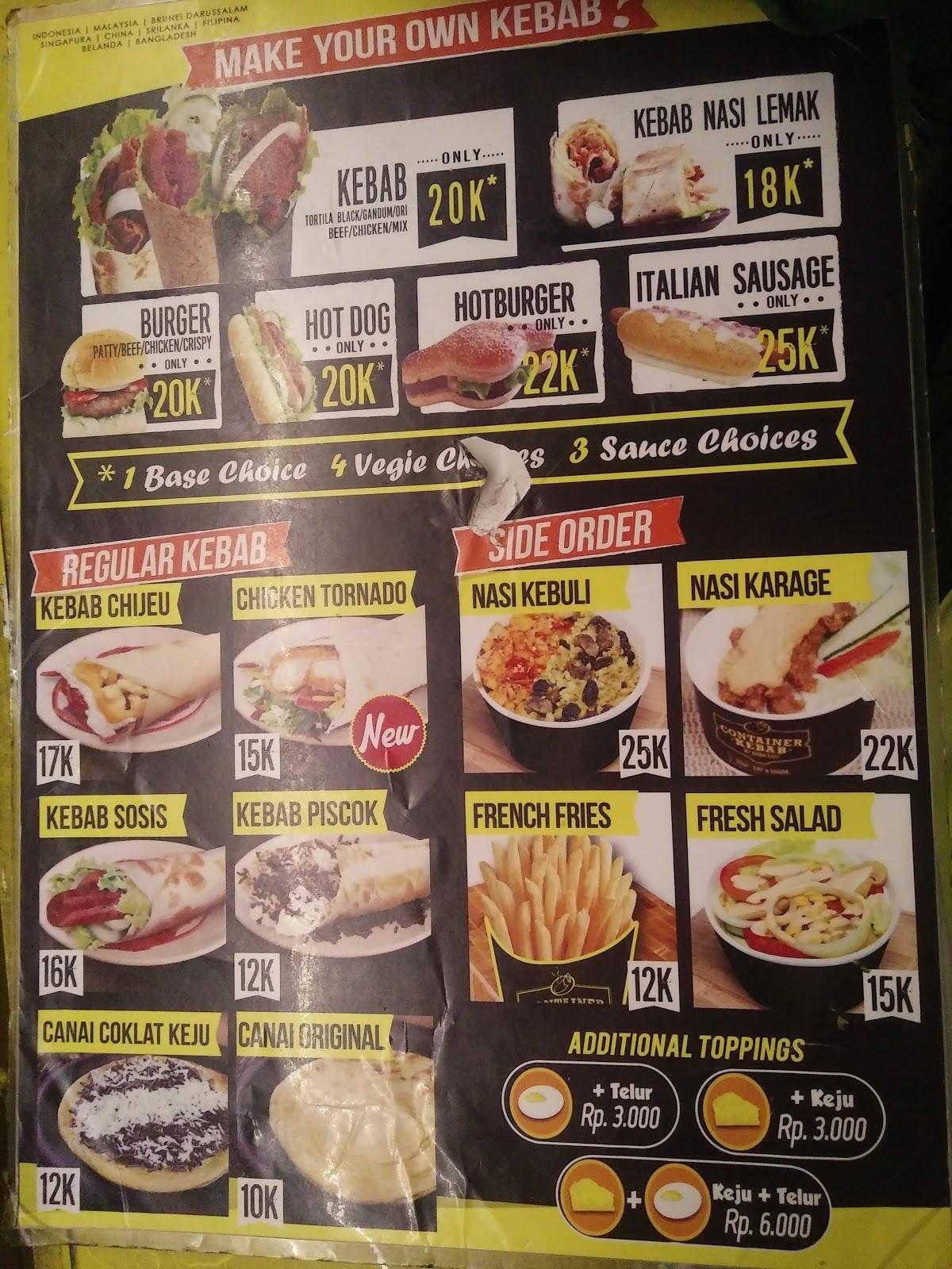 Menu At Container Kebab By Baba Rafi Spbu Ngagel Surabaya Spbu