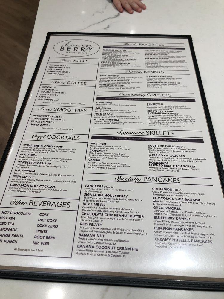 Menu at Honey Berry Pancakes and Cafe, Lombard