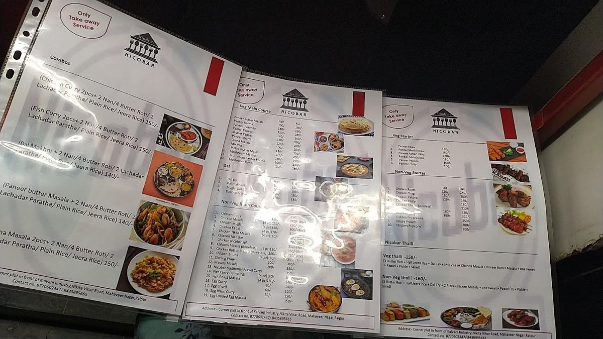Nicobar restaurant menu