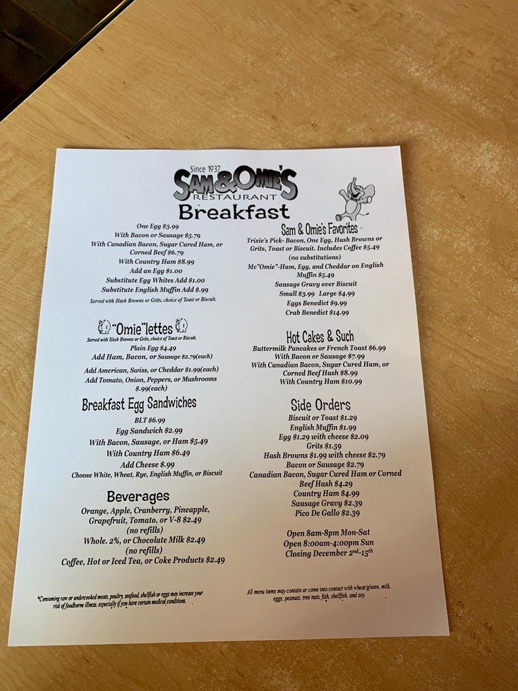 Menu At Sam Omie s Restaurant Nags Head Menu at sam omie s restaurant nags head