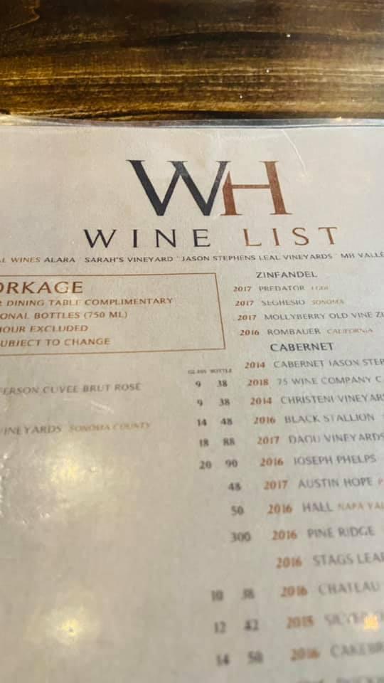 Menu At Willard Hicks Morgan Hill Steakhouse Morgan Hill