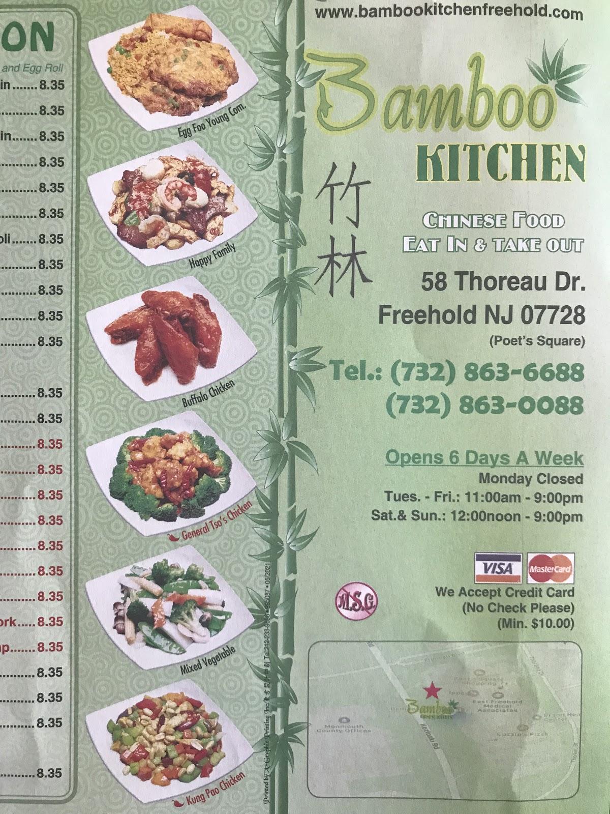 Menu at Bamboo Kitchen restaurant, Freehold