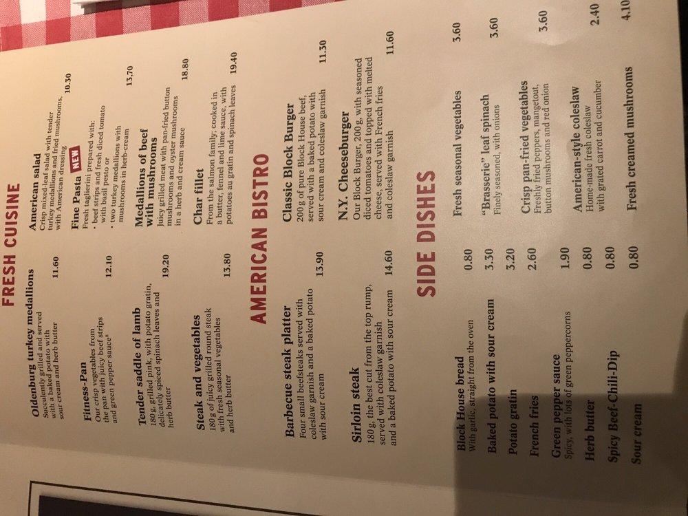 Speisekarte von BLOCK HOUSE Kiel steakhaus, Kiel