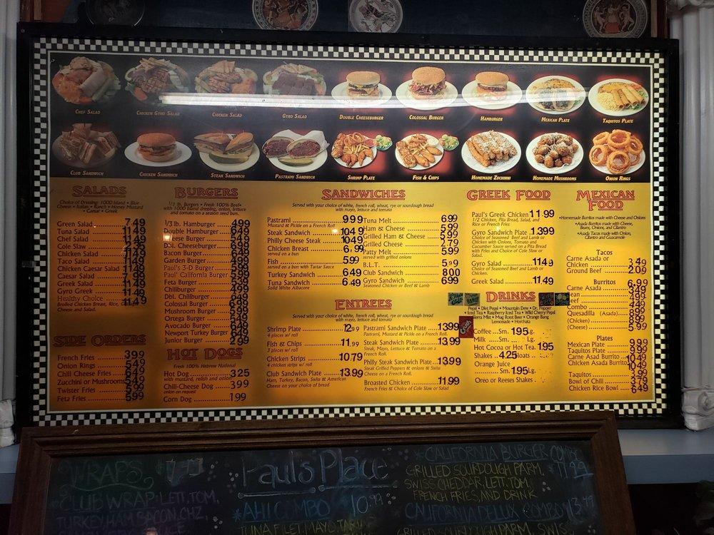 Menu at Paul's Place restaurant, Los Alamitos, Los Alamitos Blvd 2332