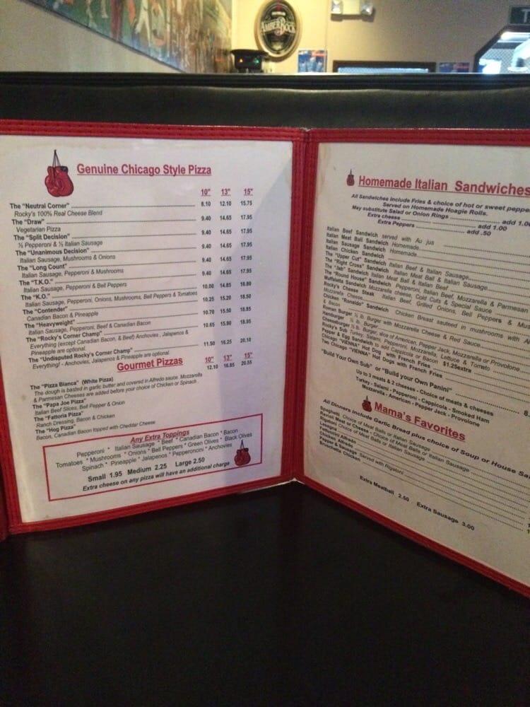 Menu at Rocky's Corner pub & bar, Hot Springs