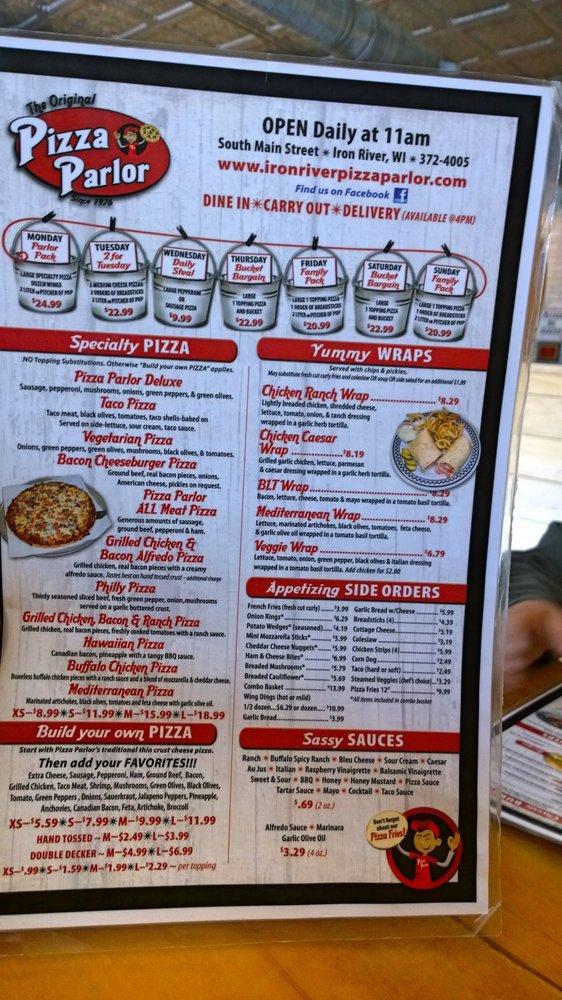 Menu at Iron River Pizza Parlor pizzeria, Iron River