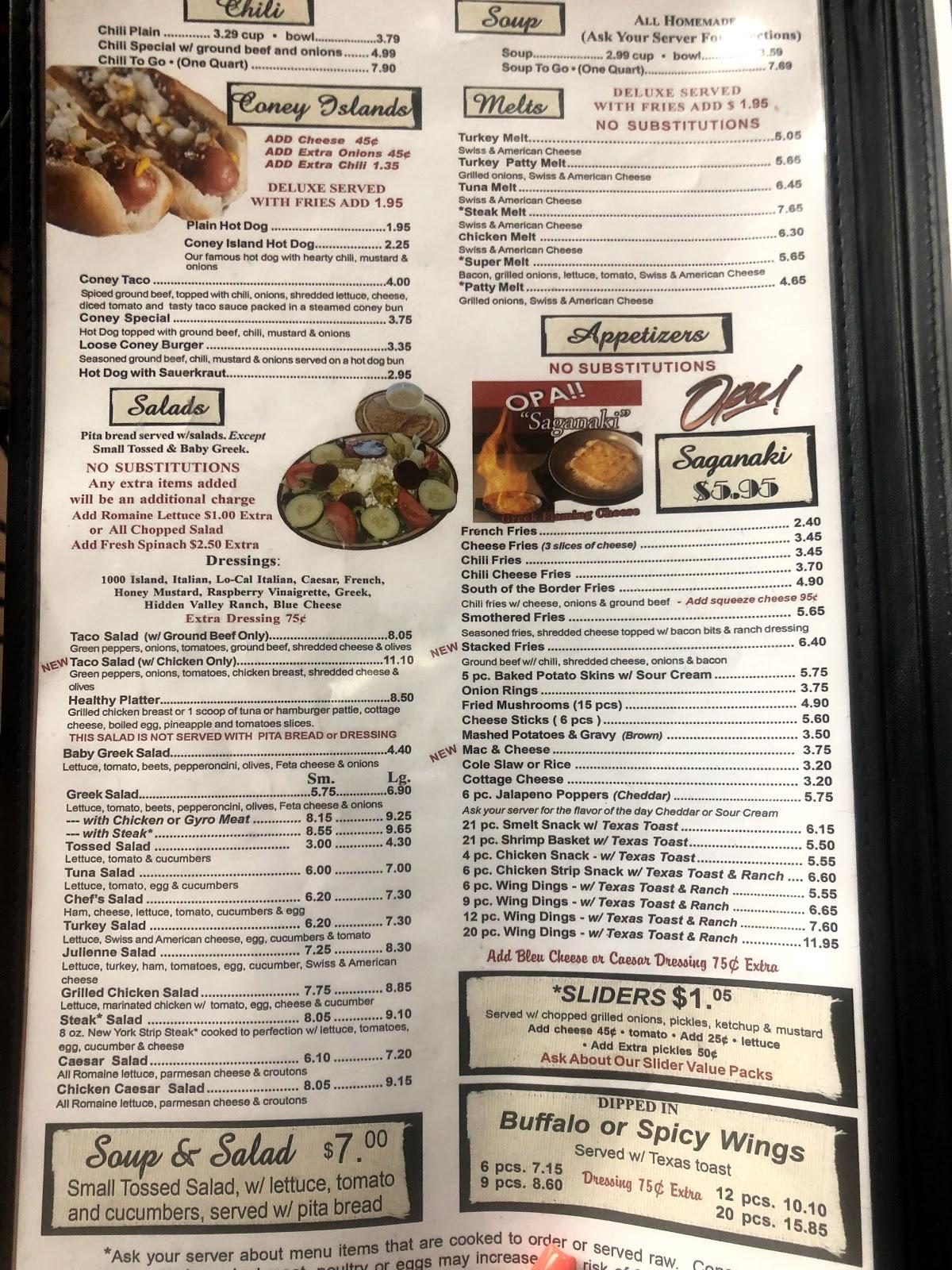 Menu at L George's Coney Island restaurant, Livonia, Grand River Ave