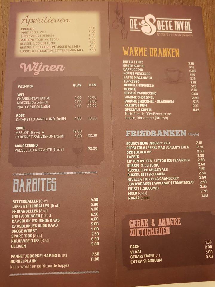 Menu At Boscaf De Soete Inval Someren Someren