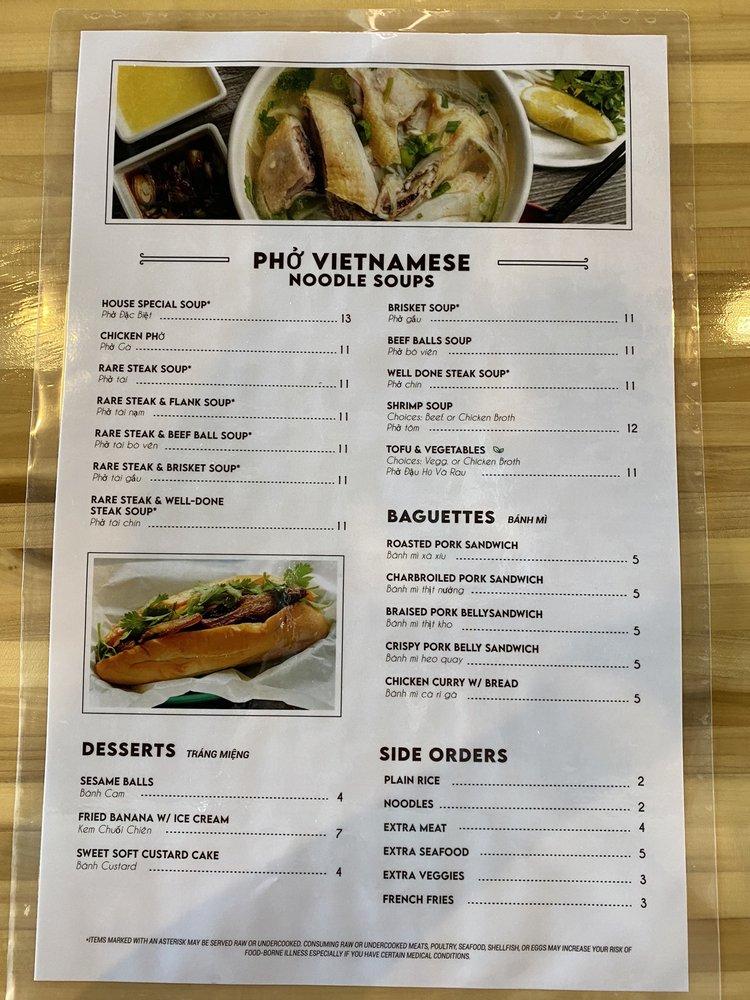 Menu at Pho Augusta desserts, Augusta