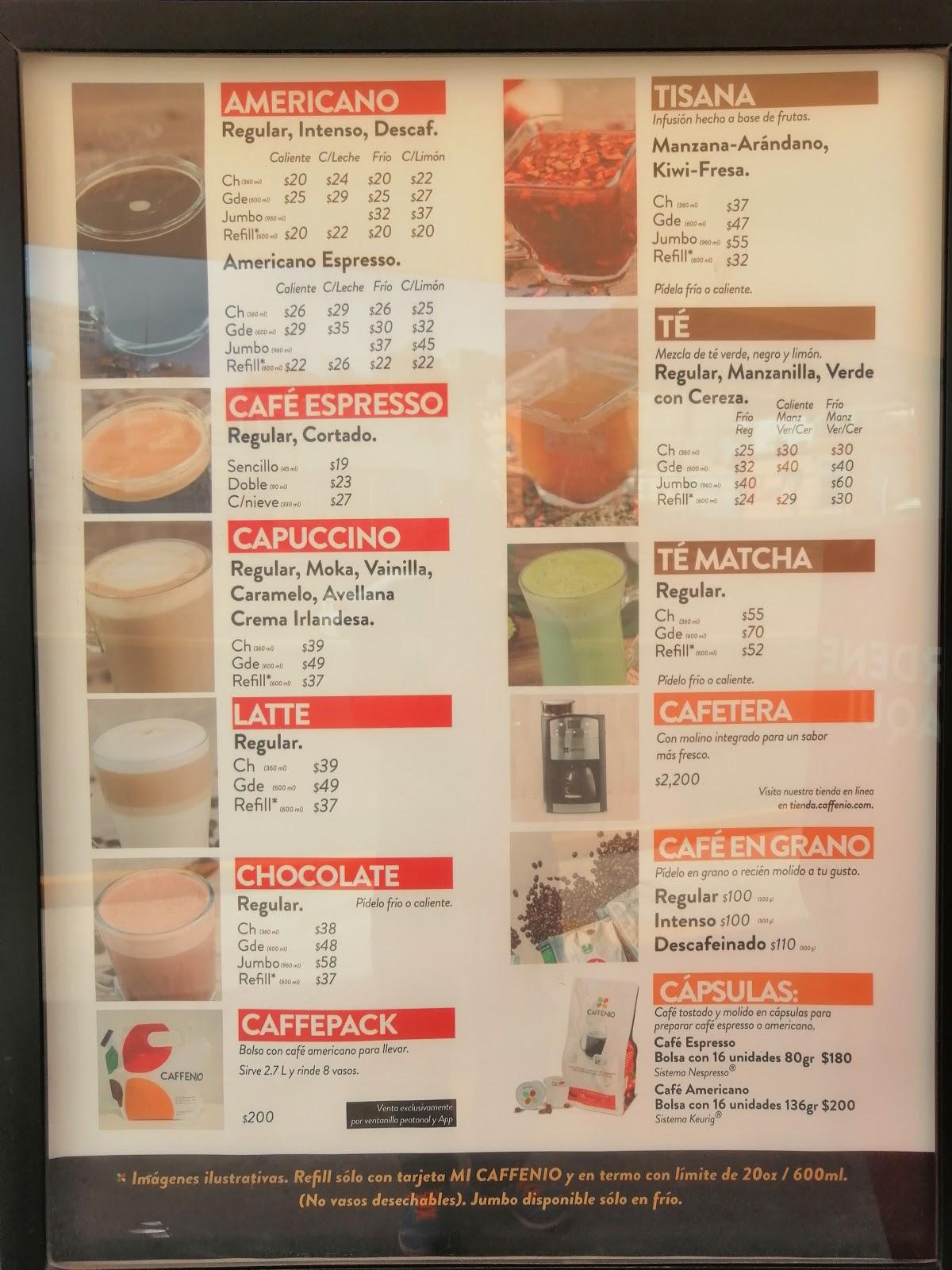 menu cafenio