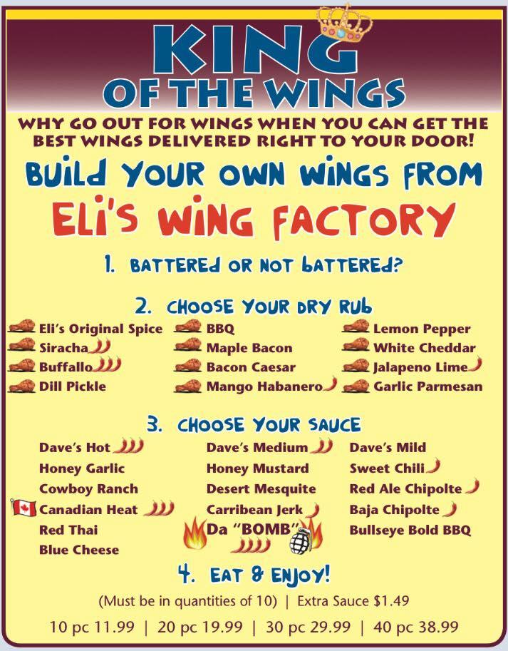 Menu at Eli's Pizzeria, Dartmouth