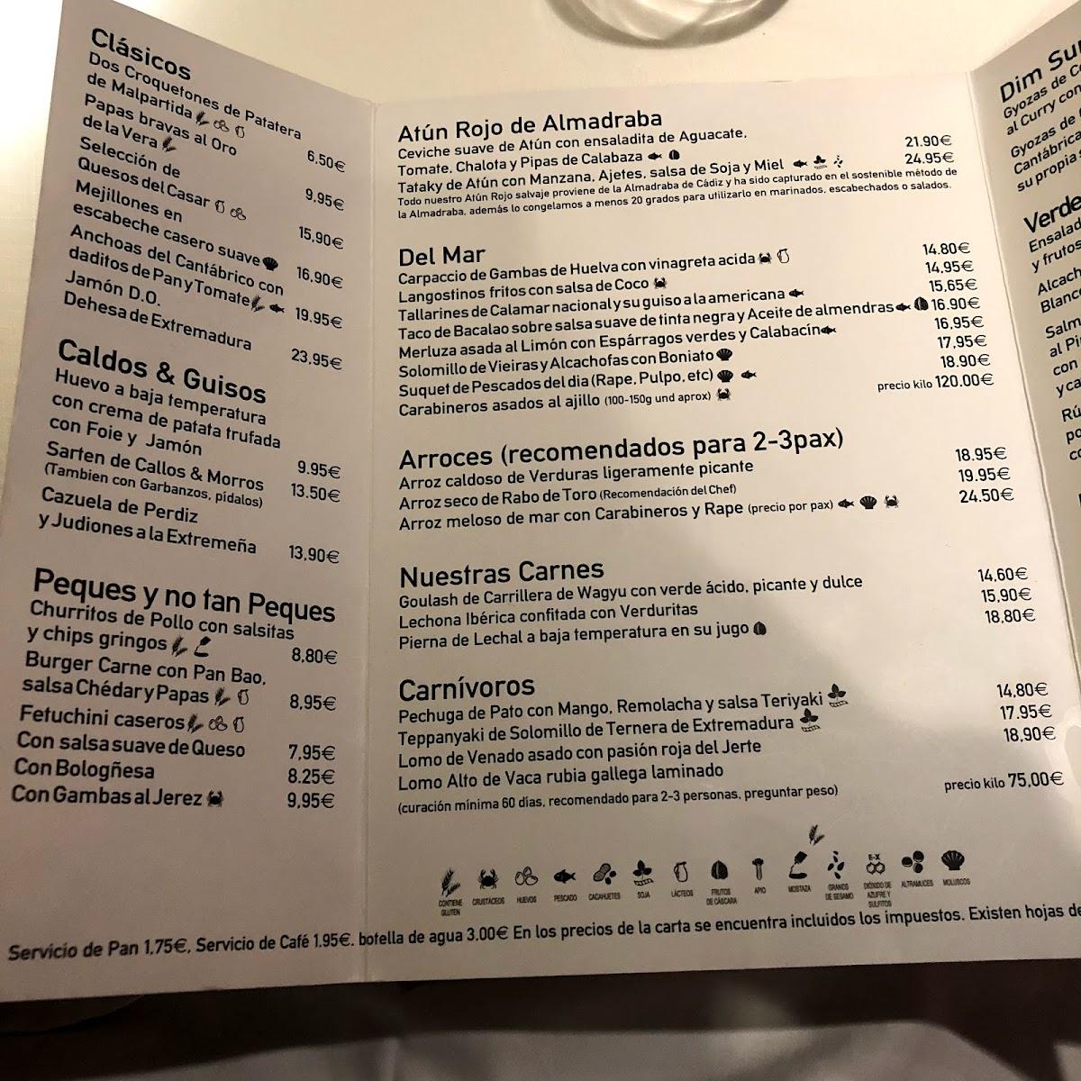 Carta De Restaurante B-nomio, Cáceres