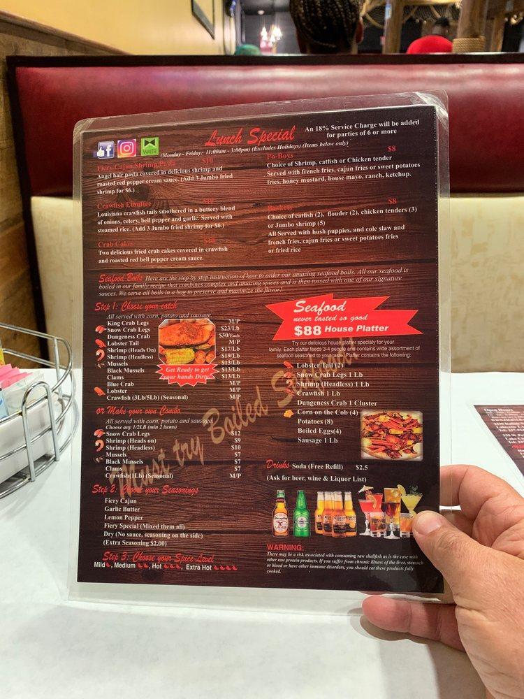 Menu at Fiery Crab Seafood Restaurant And Bar - Lafayette, Lafayette, Kaliste Saloom Rd