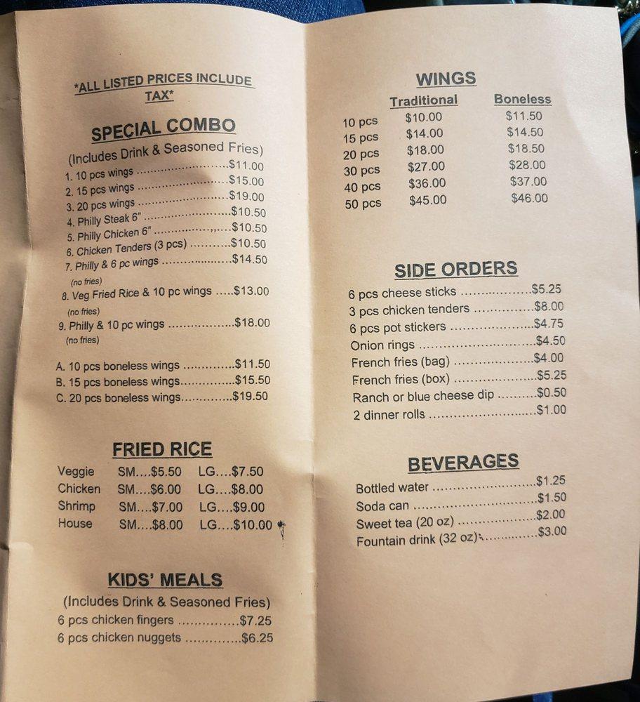 Menu at Wing Town restaurant, Prattville