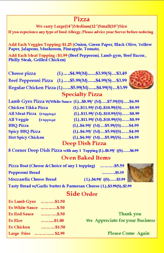 Menu at Halal Desi Pizza & Gyro's pizzeria, Hamtramck