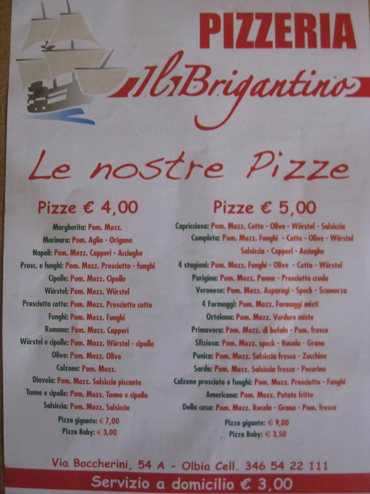 Menu da Il Brigantino Pizzeria Olbia, Olbia