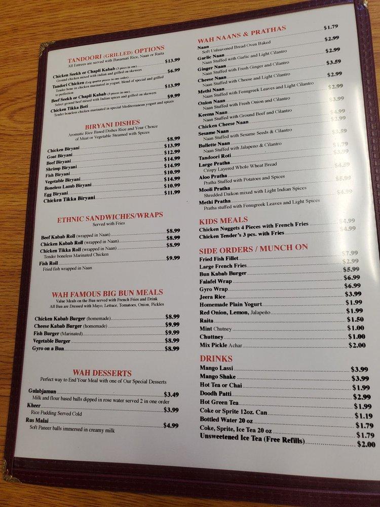Menu at Wah Kitchen restaurant, Kenner