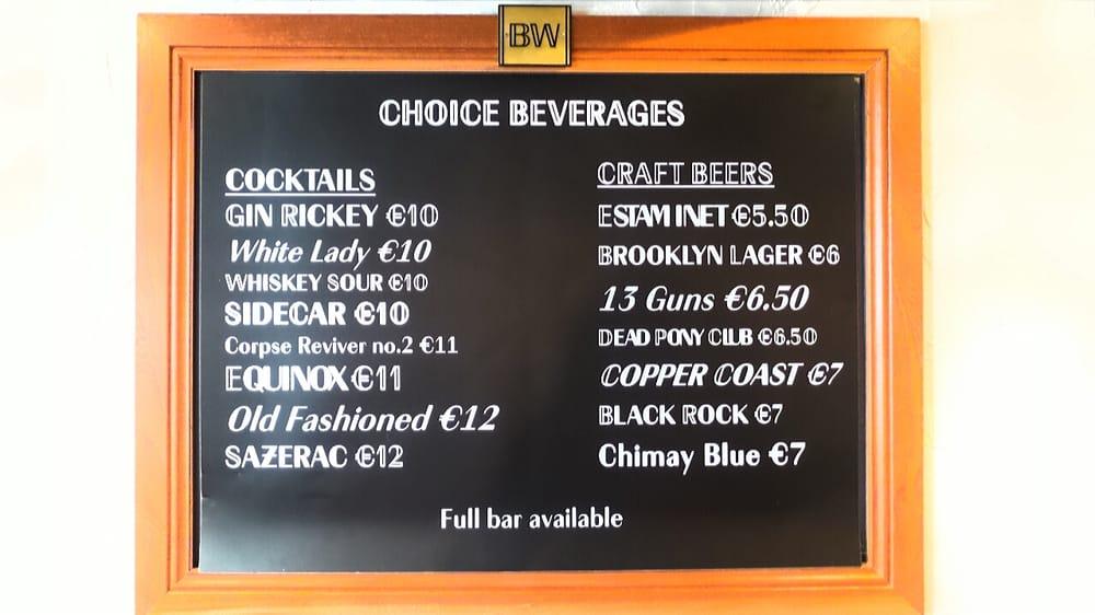 Menu at Brookwood steakhouse, Dublin, 141 Baggot Street Lower
