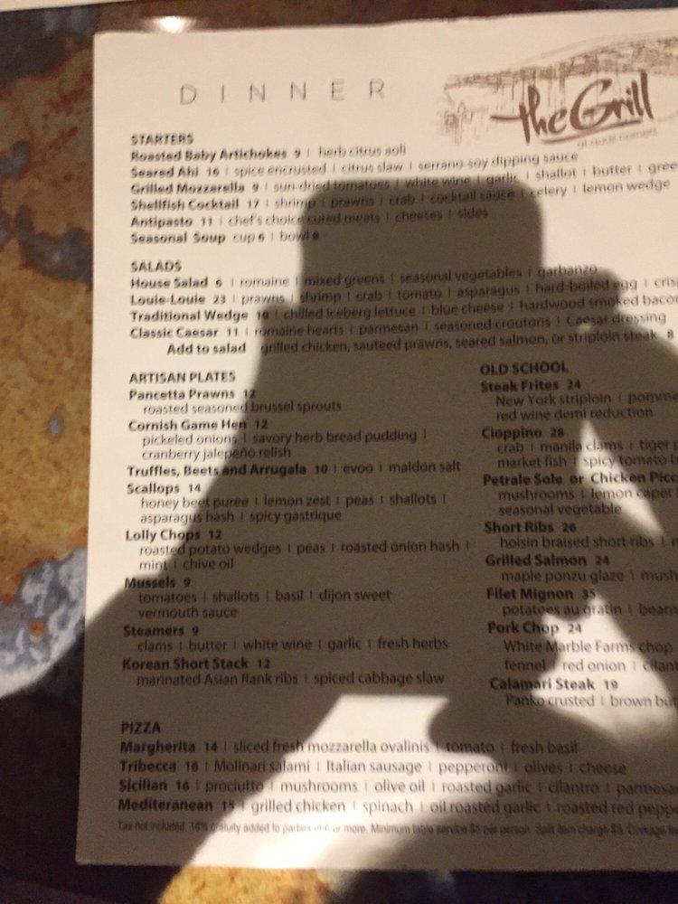 Menu at The Grill At Quail Corners restaurant, Reno