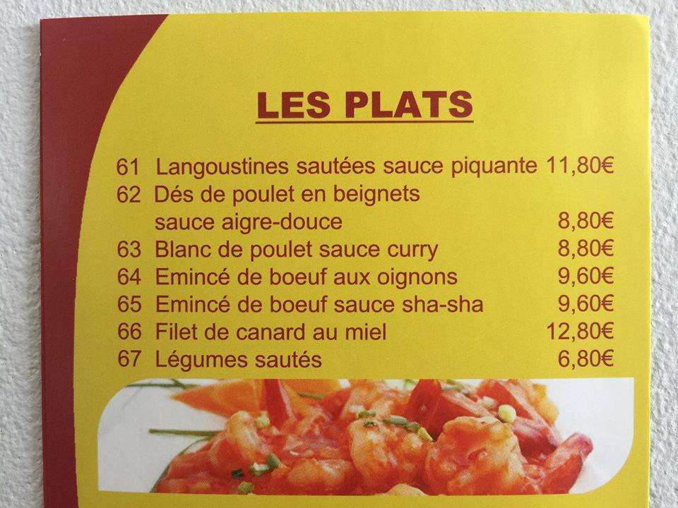 Menu de L'Elixir d'Amour