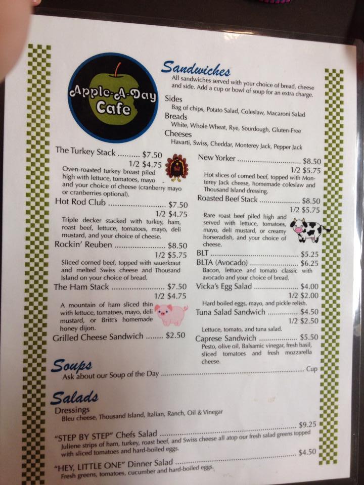 Menu at Apple a Day Cafe, Oak Harbor