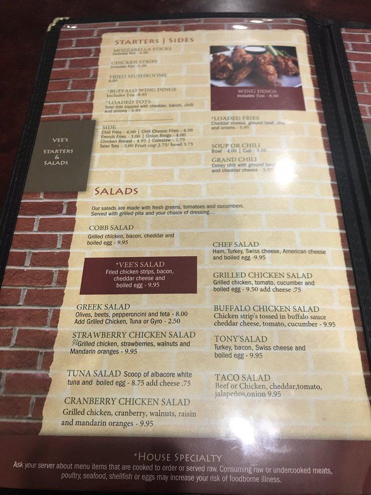 Menu at Vee's Grill & Coney Island restaurant, Zeeland