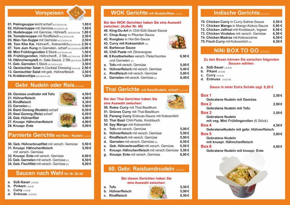 Speisekarte von Asia NiNi & Sushi Bar, Essen
