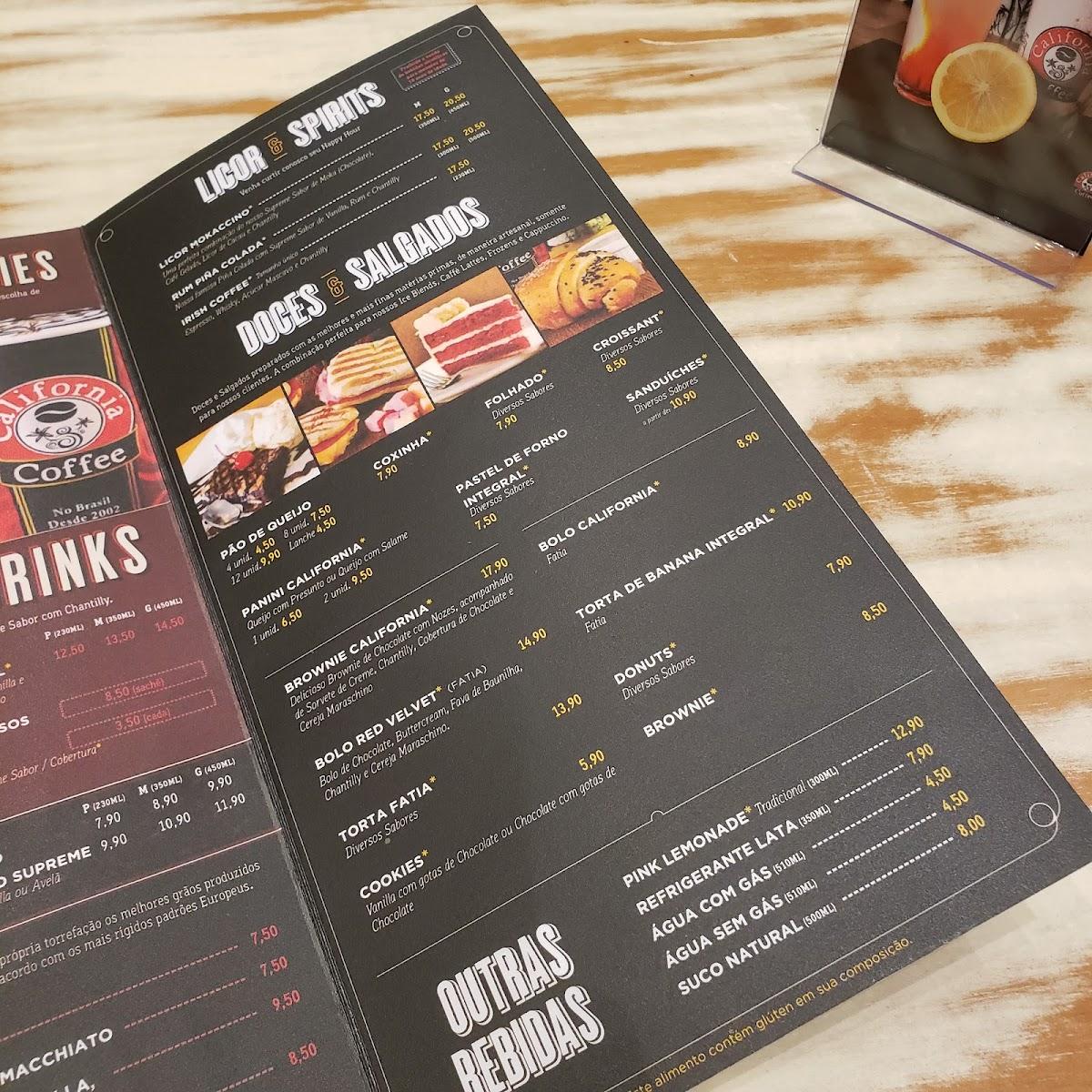Menu em California Coffee café, Rio de Janeiro, Av. Alm. Barroso