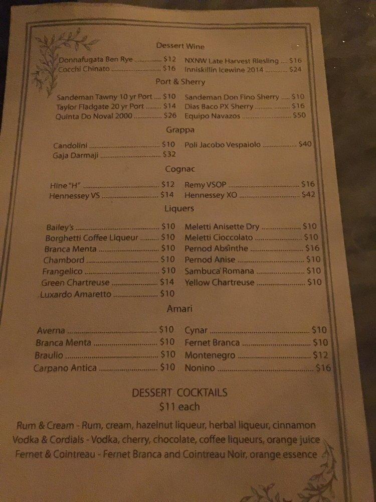 Menu at Herb & Wood restaurant, San Diego, Kettner Blvd