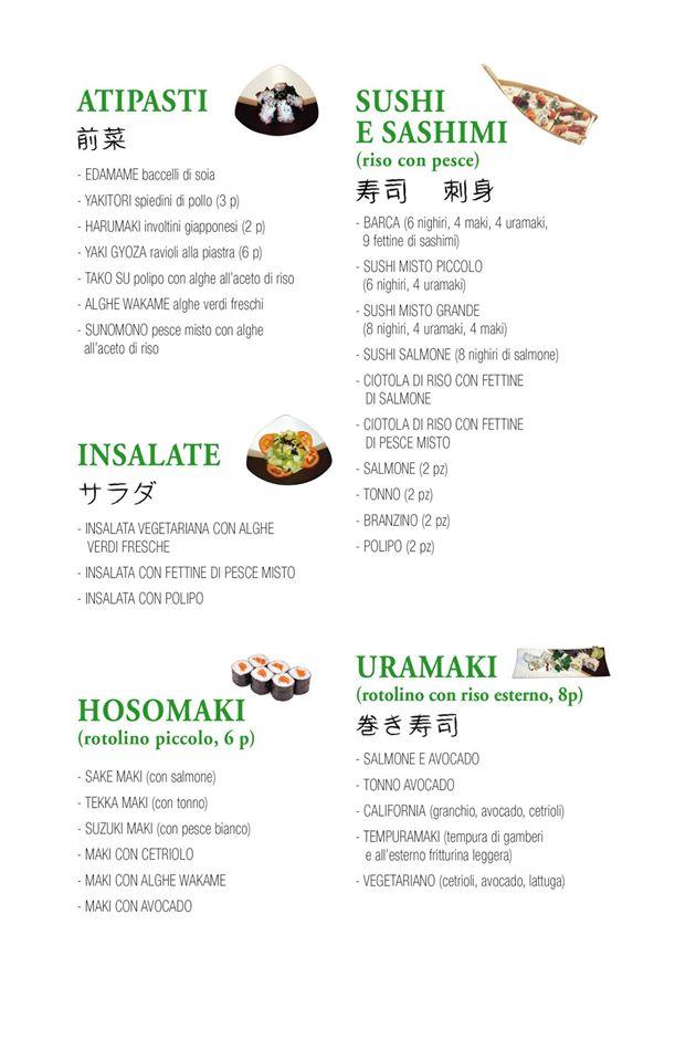 Menu di SushiAurora Treviso 