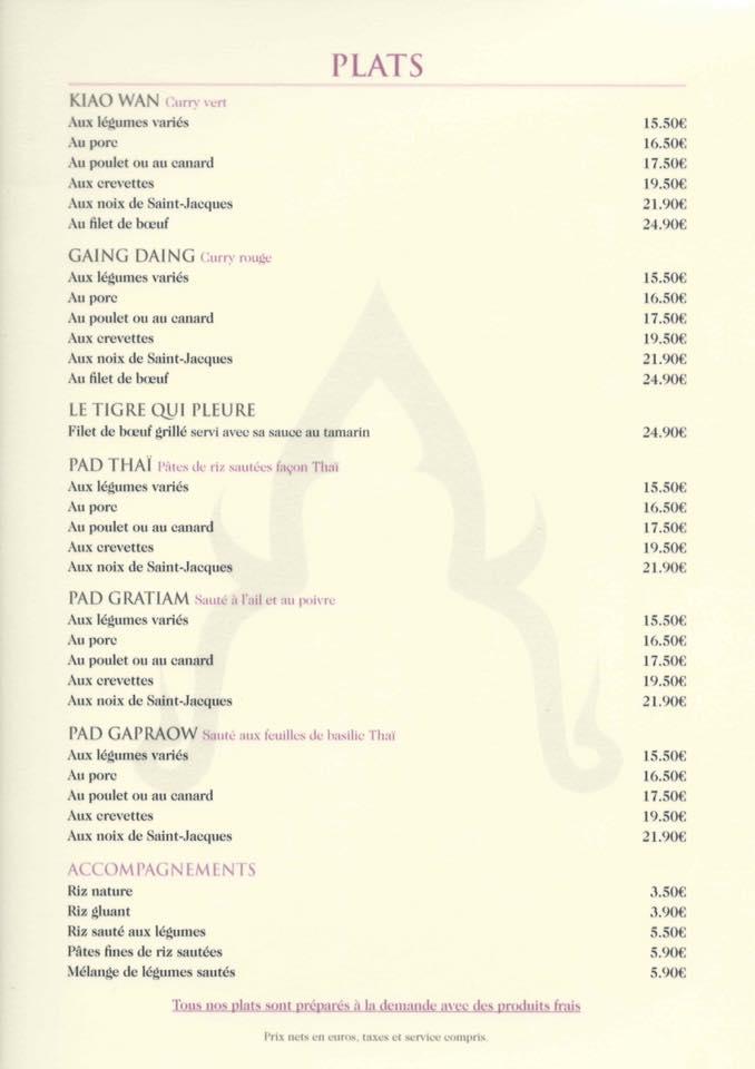 Menu At Thai Spices Restaurant Paris   R53e Menu Thai Spices 