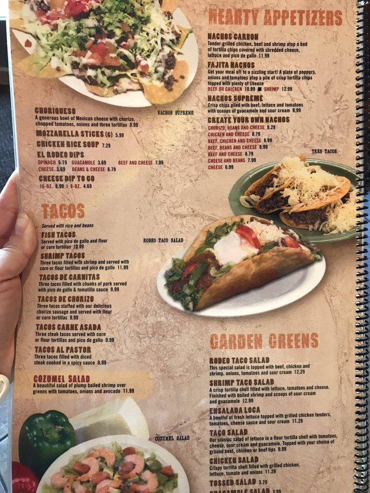 Menu at El Rodeo Mexican Restaurant, Zionsville, Whitestown Pkwy