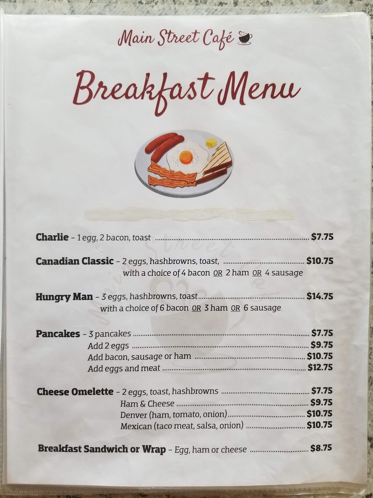 Menu at Main Street Café & Lounge, Foremost