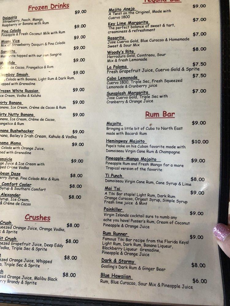Menu at Woody's Crab House restaurant, North East