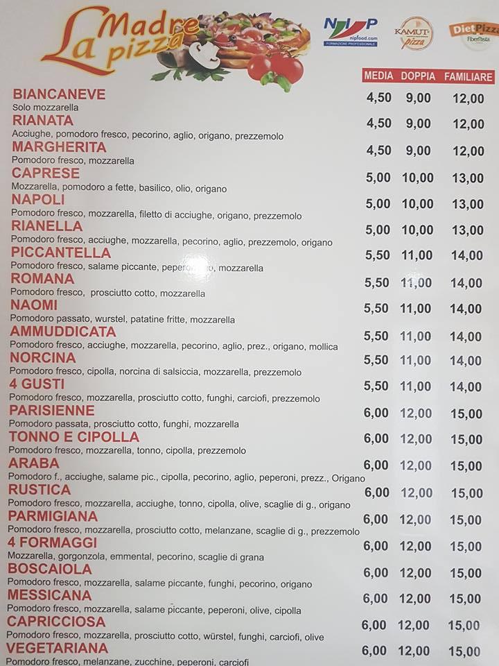 Menu da LA MADRE PIZZA TRAPANI ristorante, Trapani