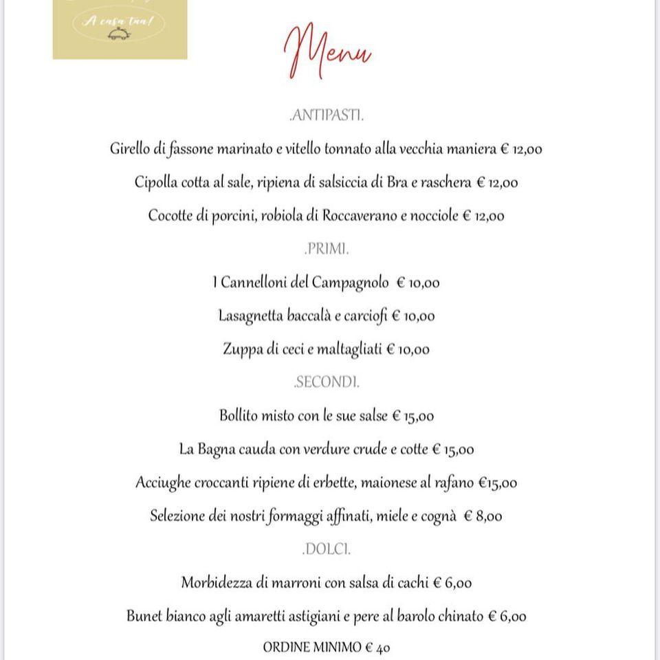 Menu at Ristorante L'Altro Campagnolo, Candiolo