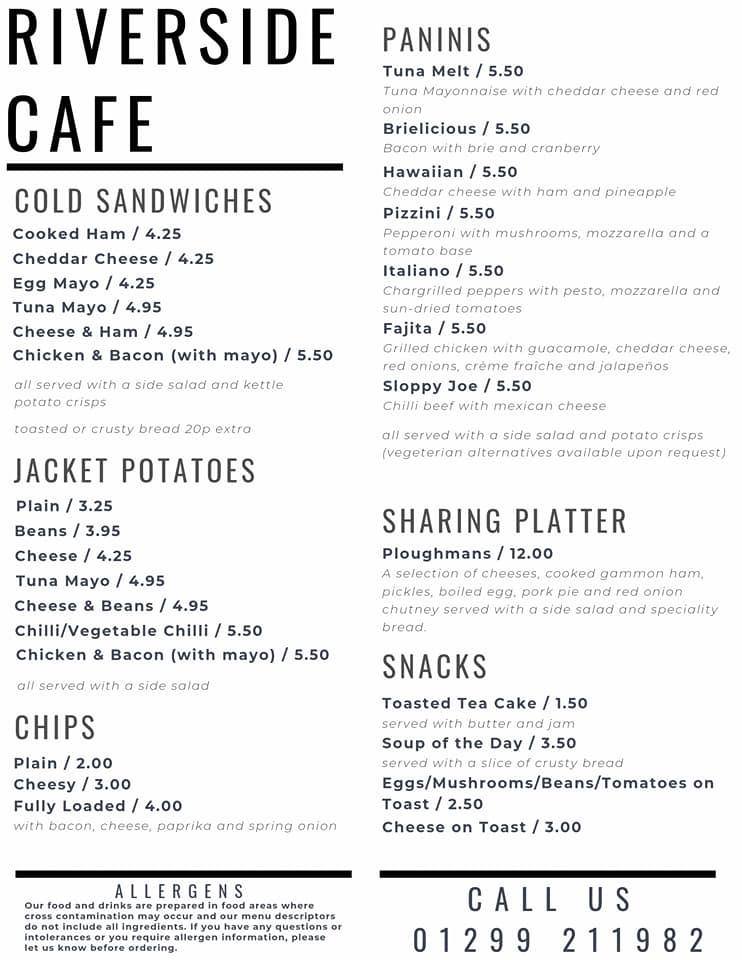 Menu At Riverside Cafe Bewdley