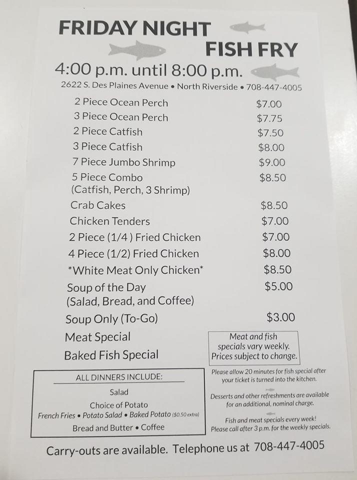 Menu at Rose's Fish Fry & Catering restaurant, North Riverside