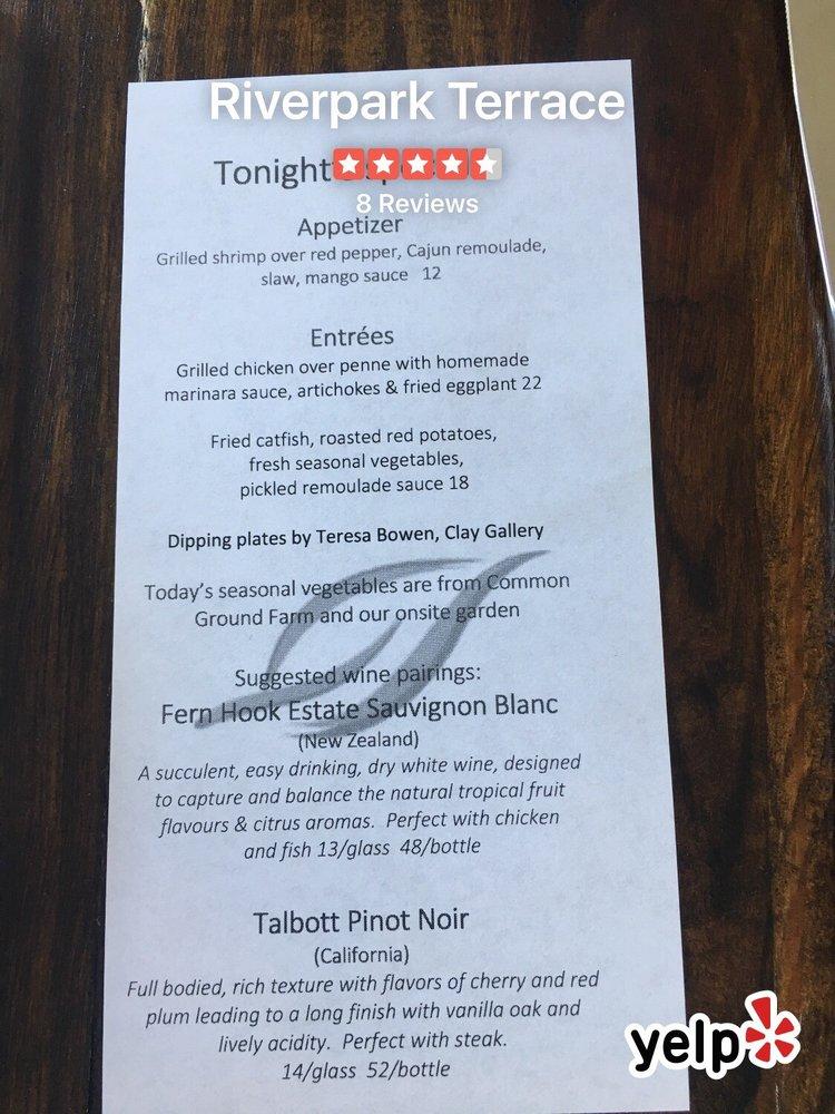 Menu at Riverpark Terrace pub & bar, New Smyrna Beach