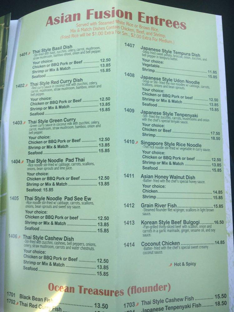 Menu at Grain River Asian Bistro restaurant, Catalina