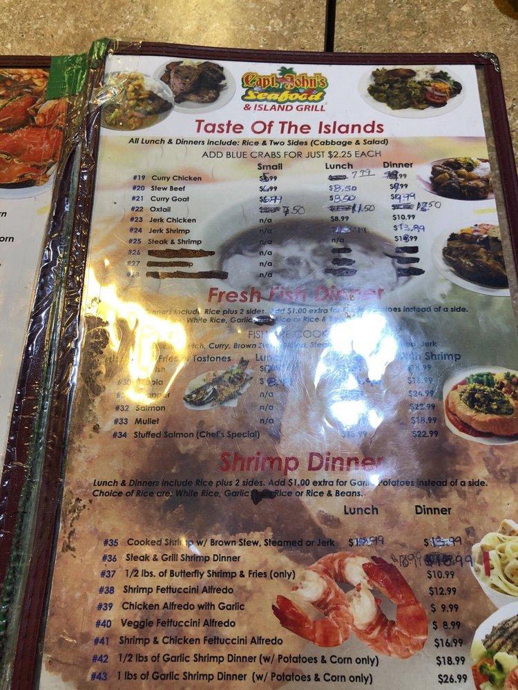 Menu at Captain John's Seafood & Island Grill restaurant, Sanford