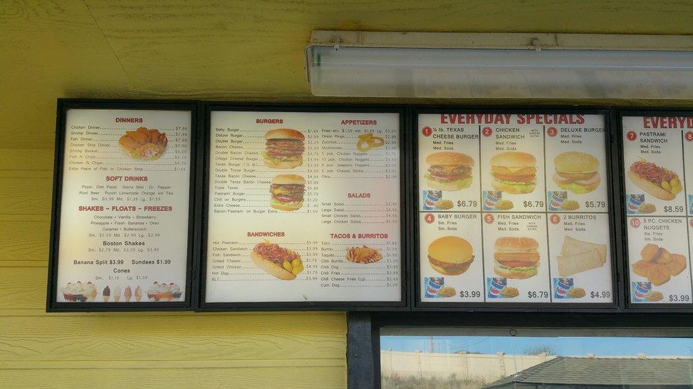 Menu at Buzz's Drive Inn fast food, Goshen