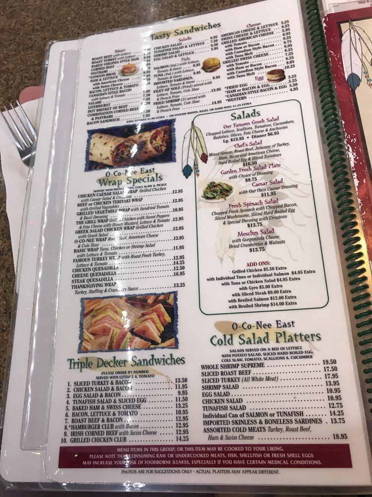 Menu at Oconee East Diner restaurant, Islip