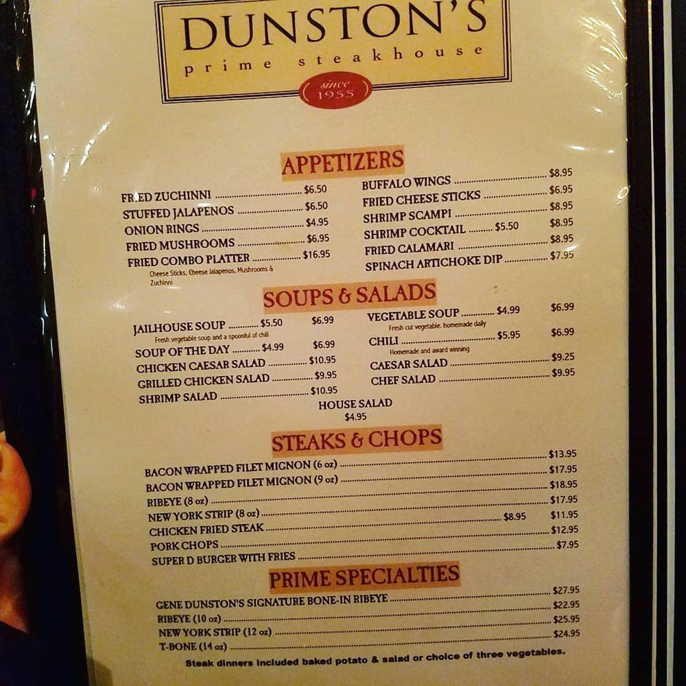 Menu at Dunston's Steak House steakhouse, Dallas, Harry Hines Blvd